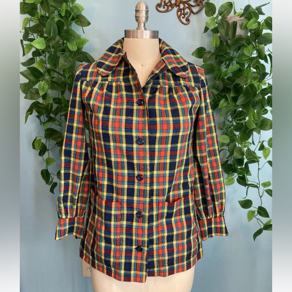 Vintage 70’s Plaid Button-Up Top
